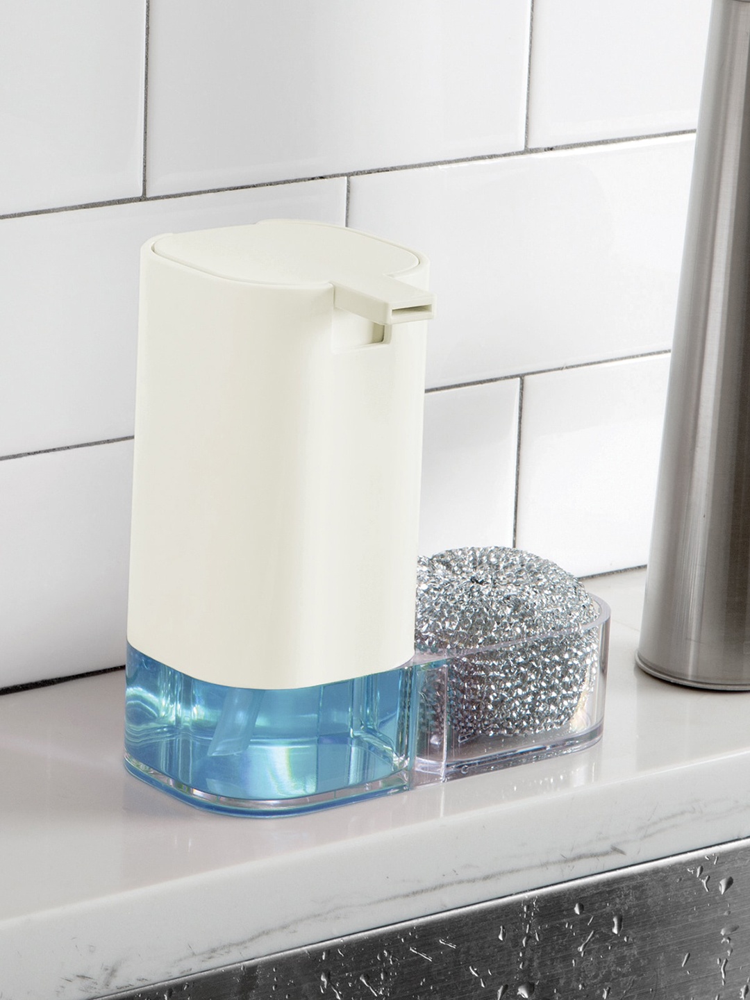 

OBSESSIONS Off-White & Blue Agua Crystal Soap Dispenser