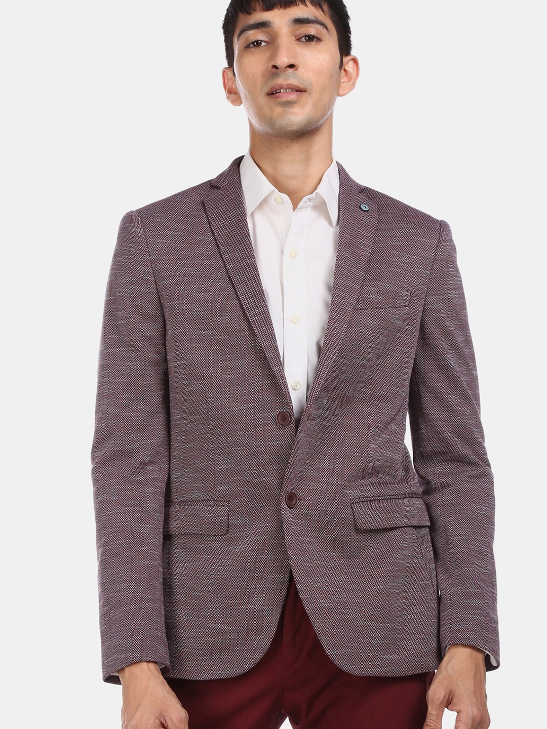 

Arrow Sport Men Maroon Notch Lapel Collar Single-Breasted Blazer