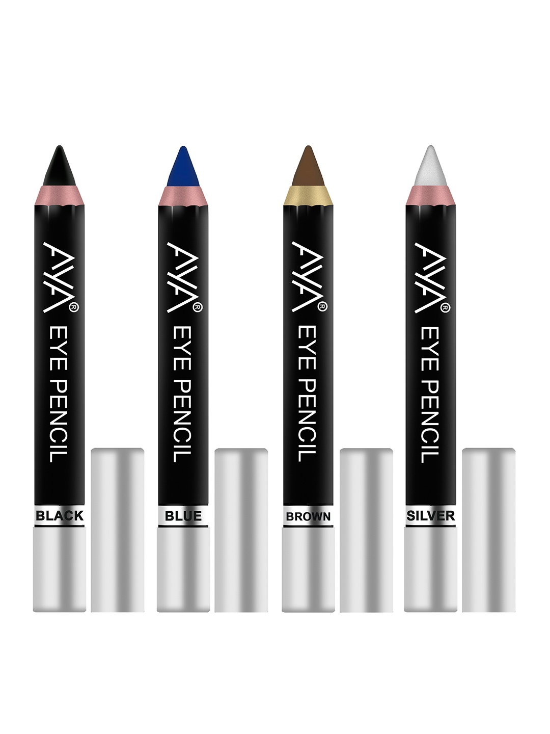 

AYA Set of 4 Eye Liner Kajal (Black, Blue, Brown, Silver) - 2.8g each, Multi