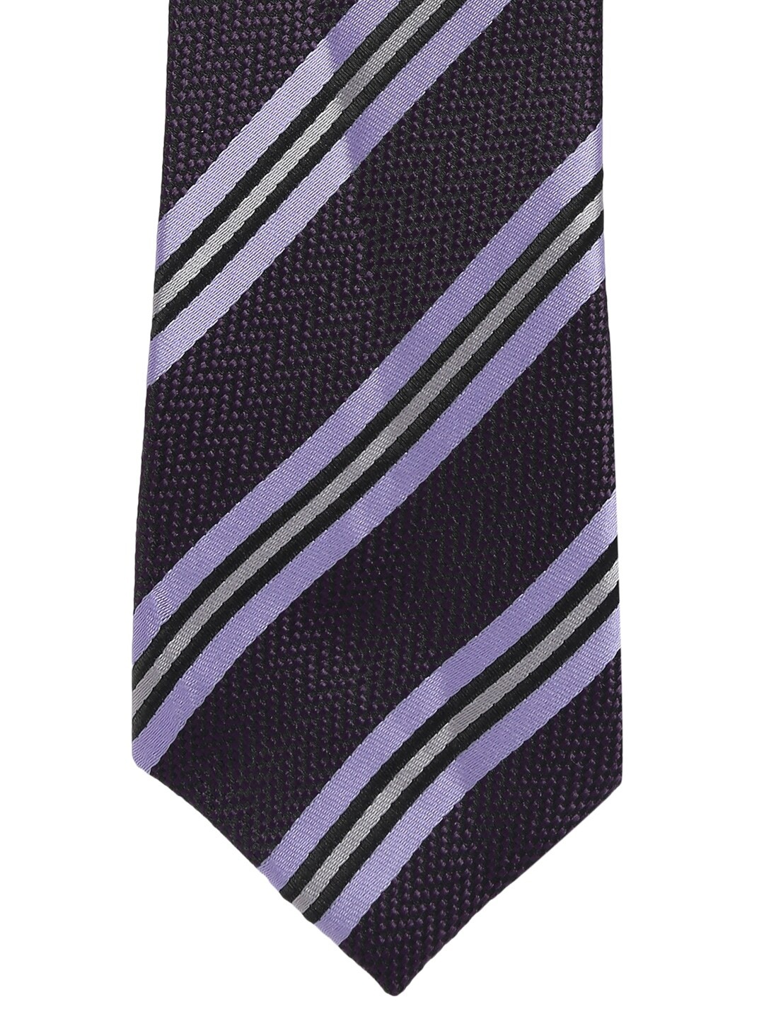 

Alvaro Castagnino Men Purple & Black Striped Broad Tie