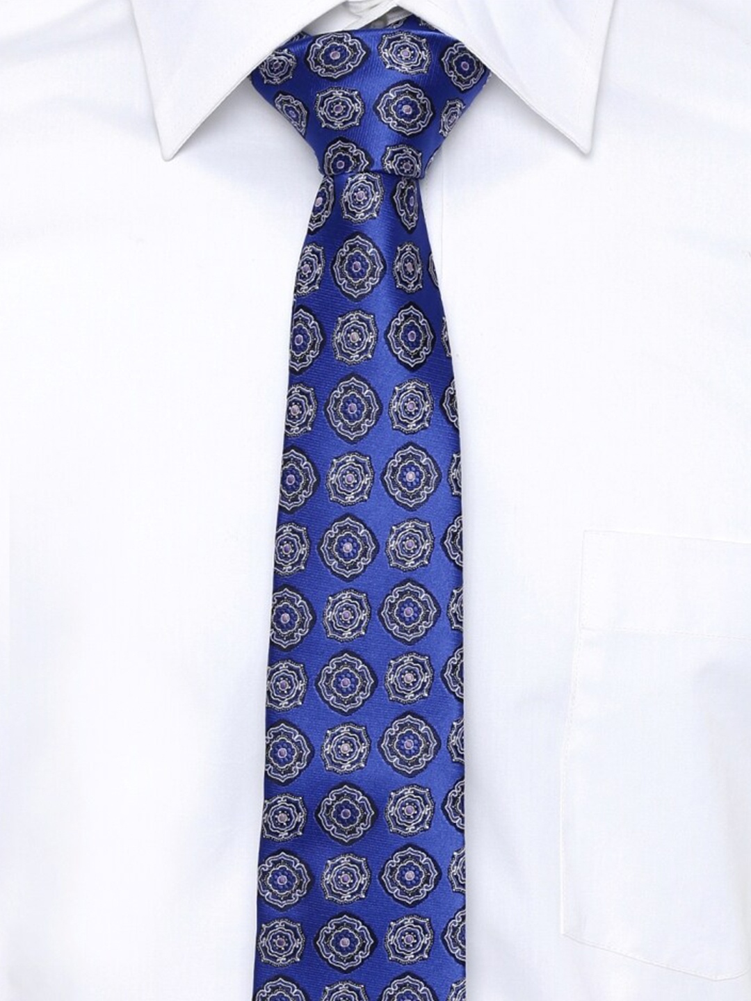 

Alvaro Castagnino Men Blue & White Printed Broad Tie