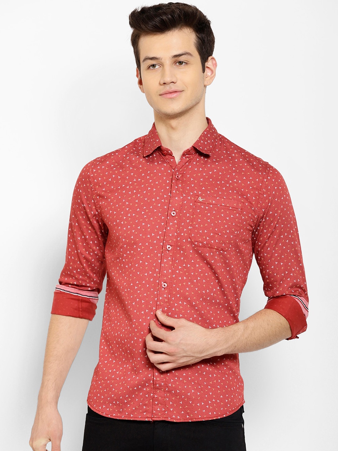 

cape canary Men Red Printed Casual Shirt
