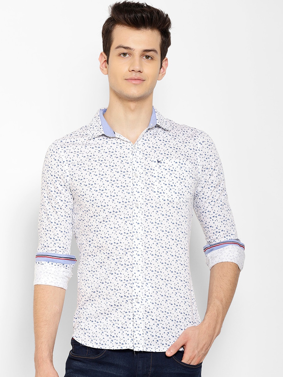 

cape canary Men Blue Floral Printed Casual Shirt