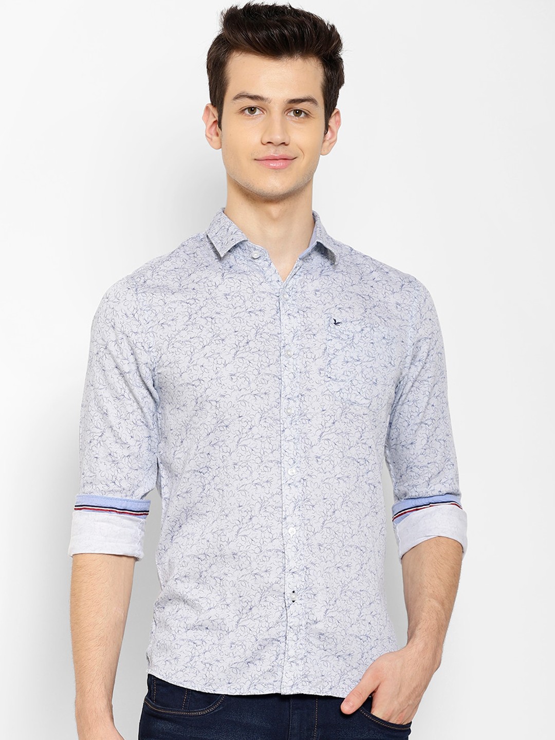 

cape canary Men Blue Floral Printed Casual Shirt