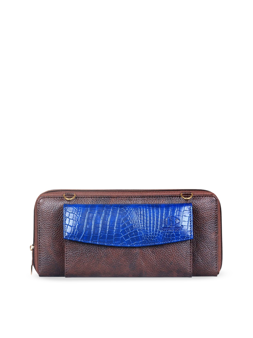 

THE CLOWNFISH Women Brown Textured Zip Around Wallet