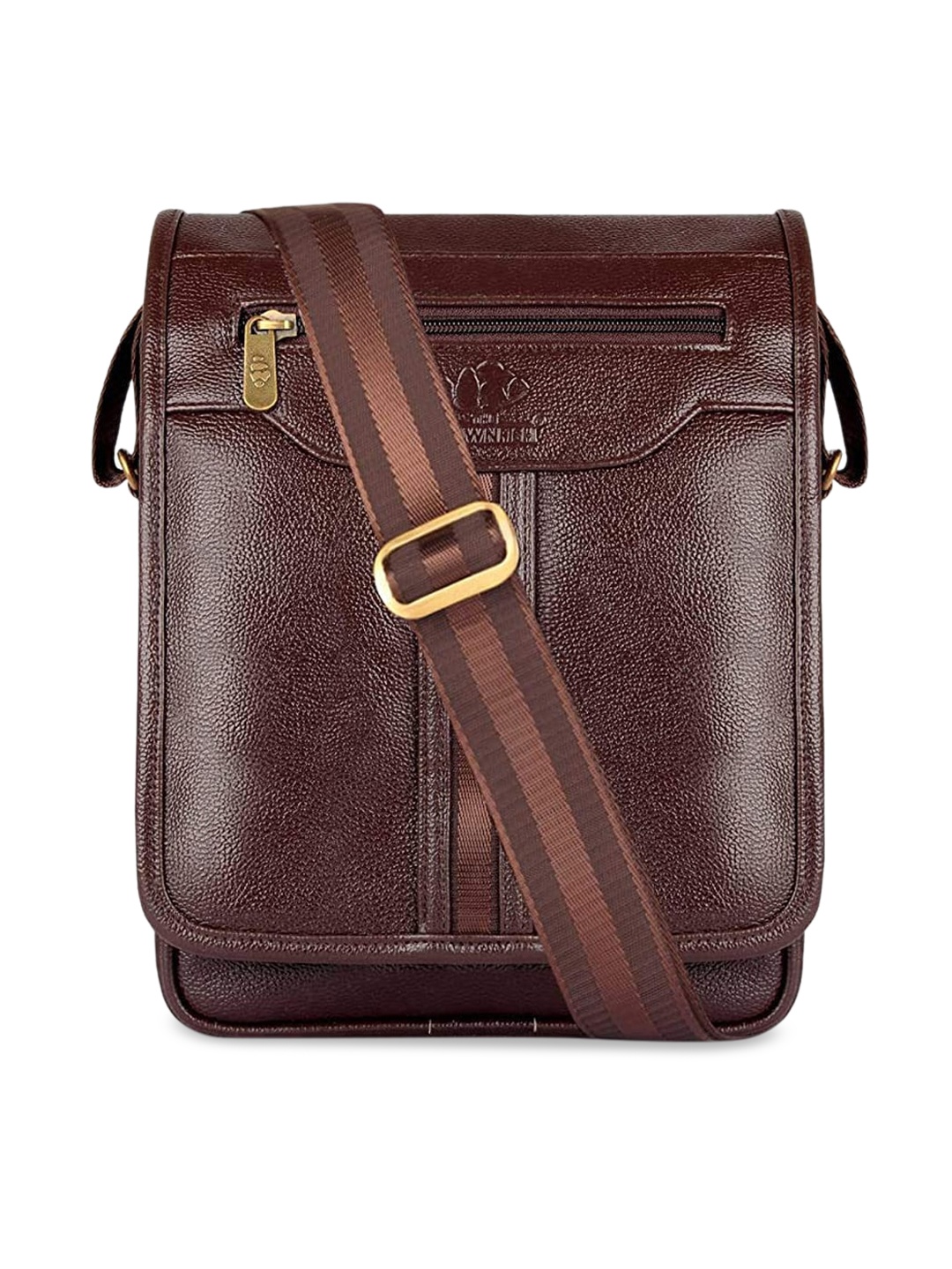 

THE CLOWNFISH Unisex Brown Textured Messenger Bag