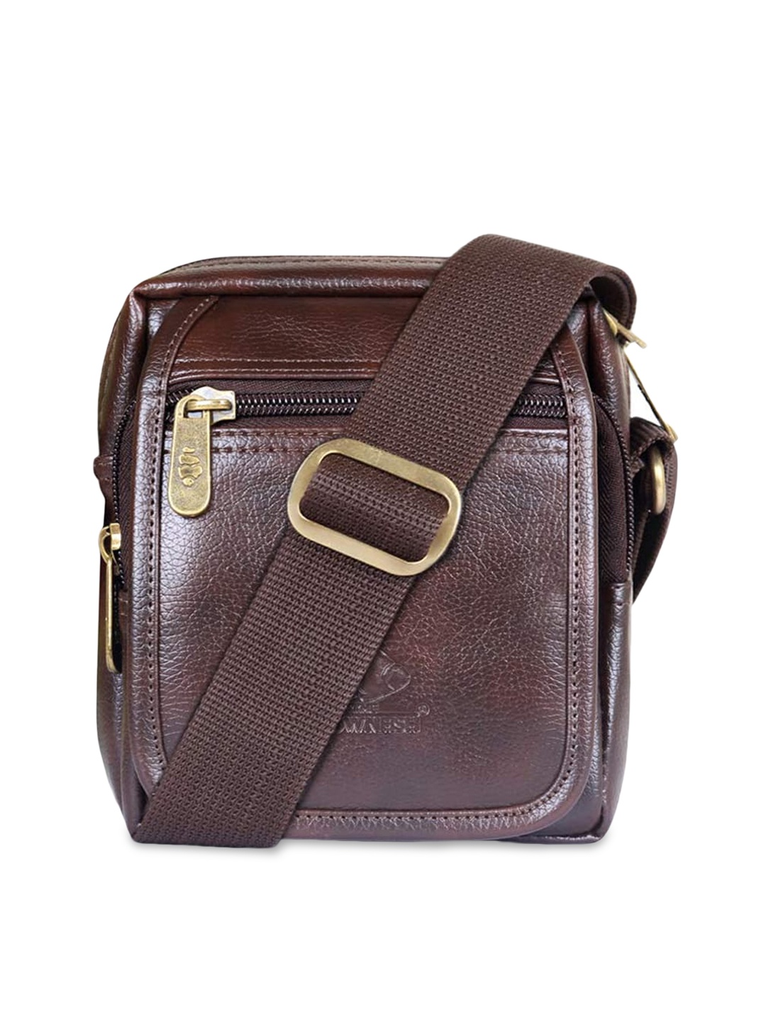 

THE CLOWNFISH Unisex Brown Textured Messenger Bag