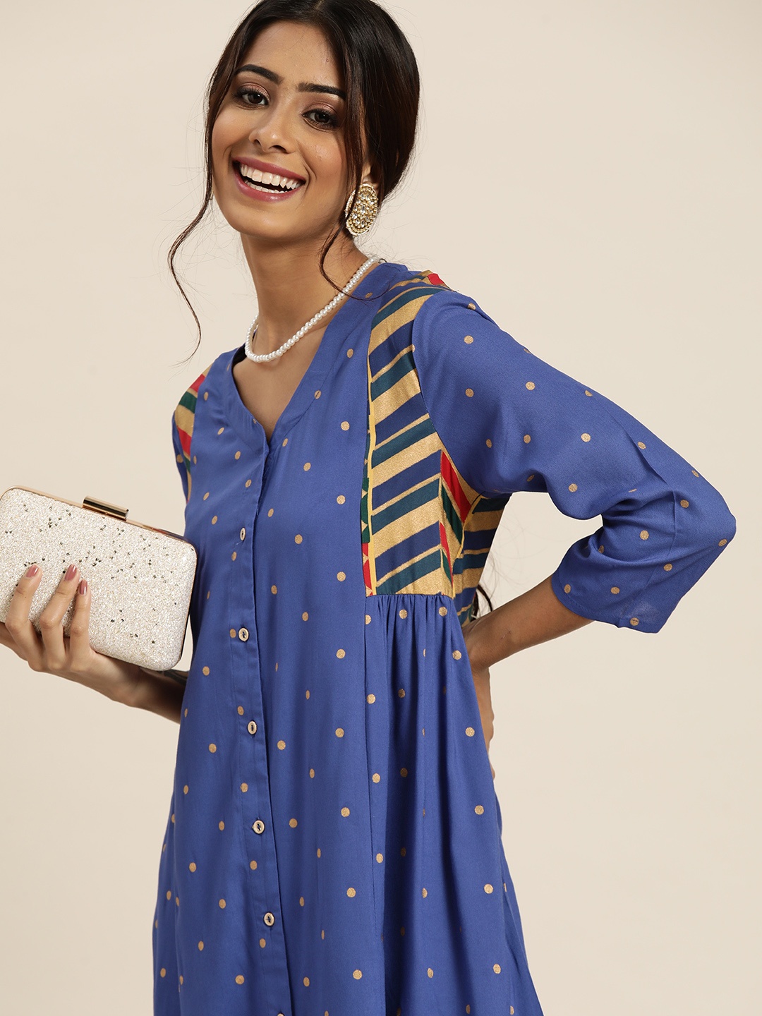 

Sangria Stunning Blue Viscose Rayon Kurta