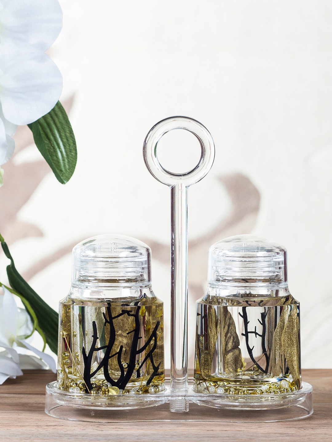 

OBSESSIONS Gold-Toned & Transparent Printed Acrylic Salt and Pepper Shaker