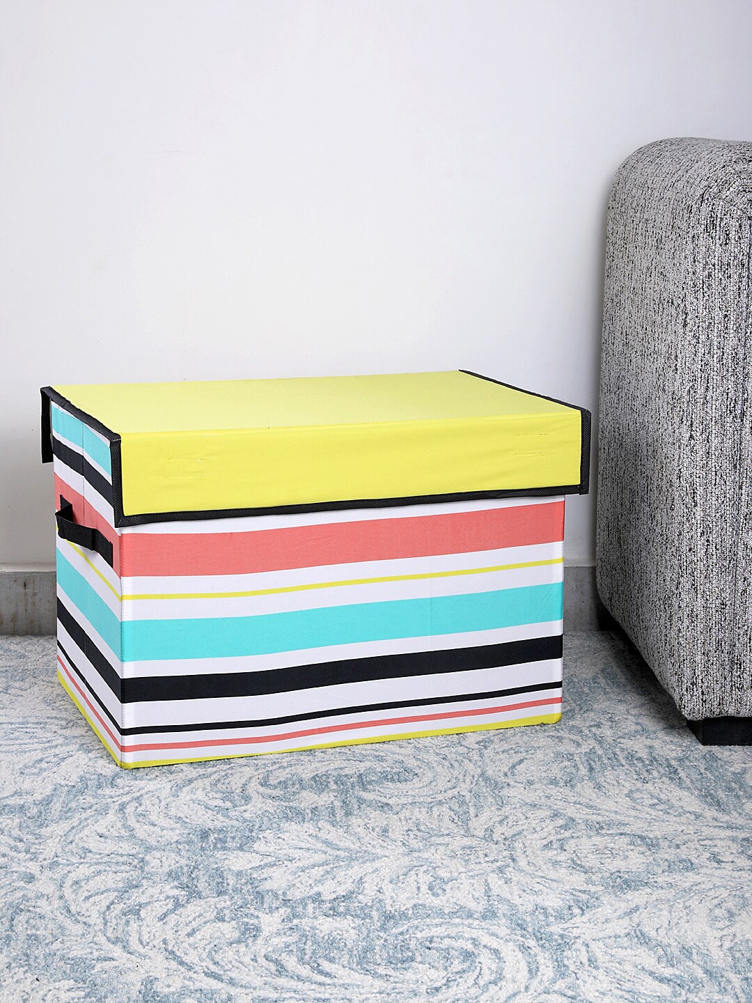 

My Gift Booth Multicoloured Striped Storage Box With Lid, Multi