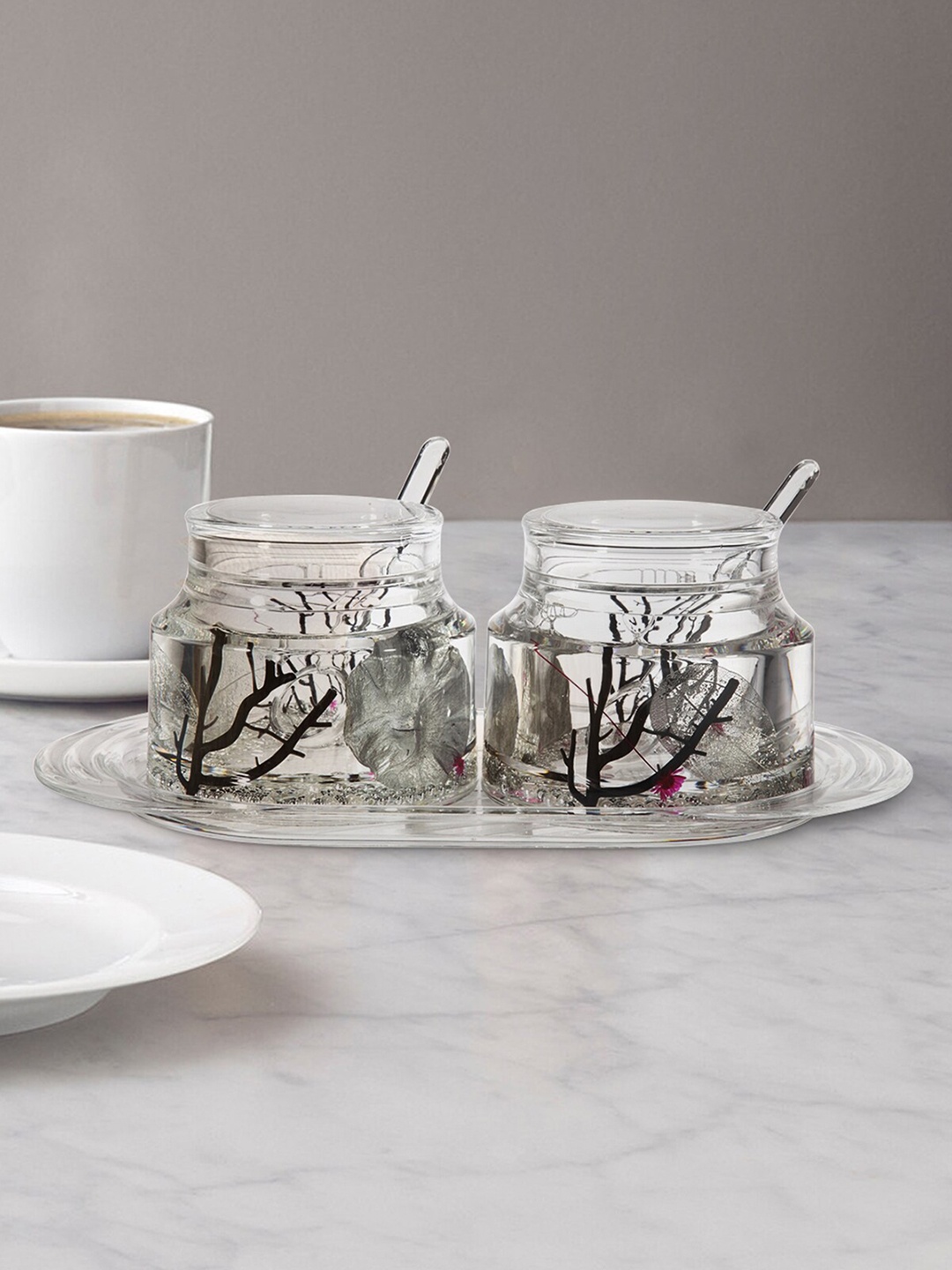 

OBSESSIONS Silver-Coloured Acrylic Sugar Jar With Tray