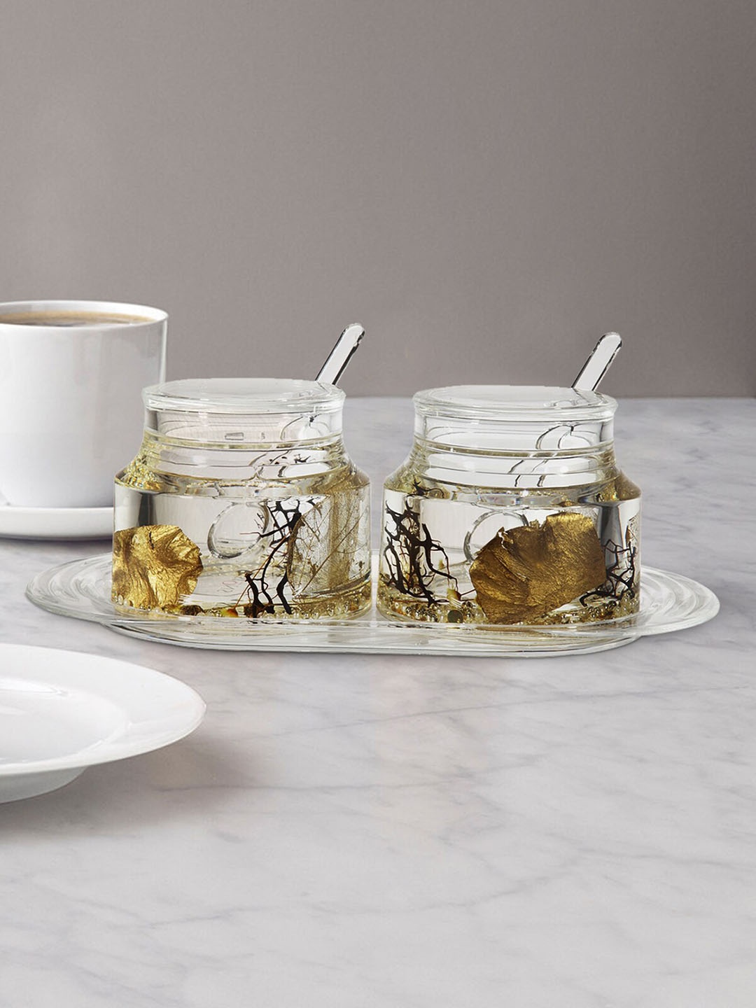 

Obsessions Set Of 2 Gold-Toned & Transparent Acrylic Sugar Jar With Tray