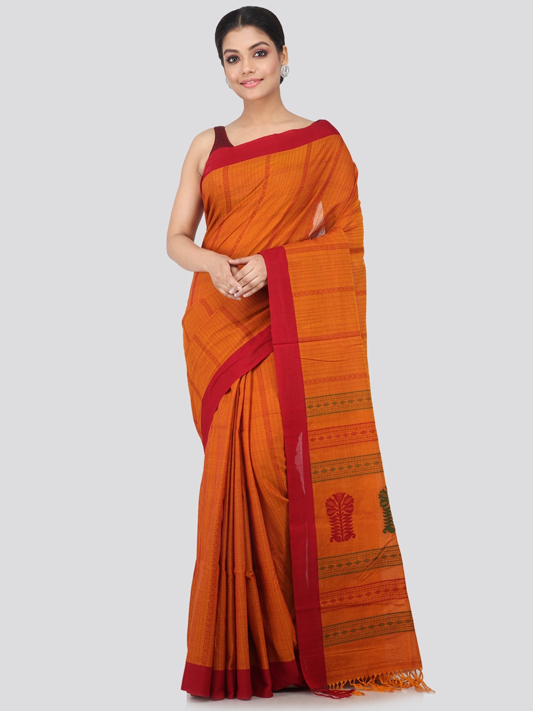

PinkLoom Orange & Red Woven Design Pure Cotton Saree