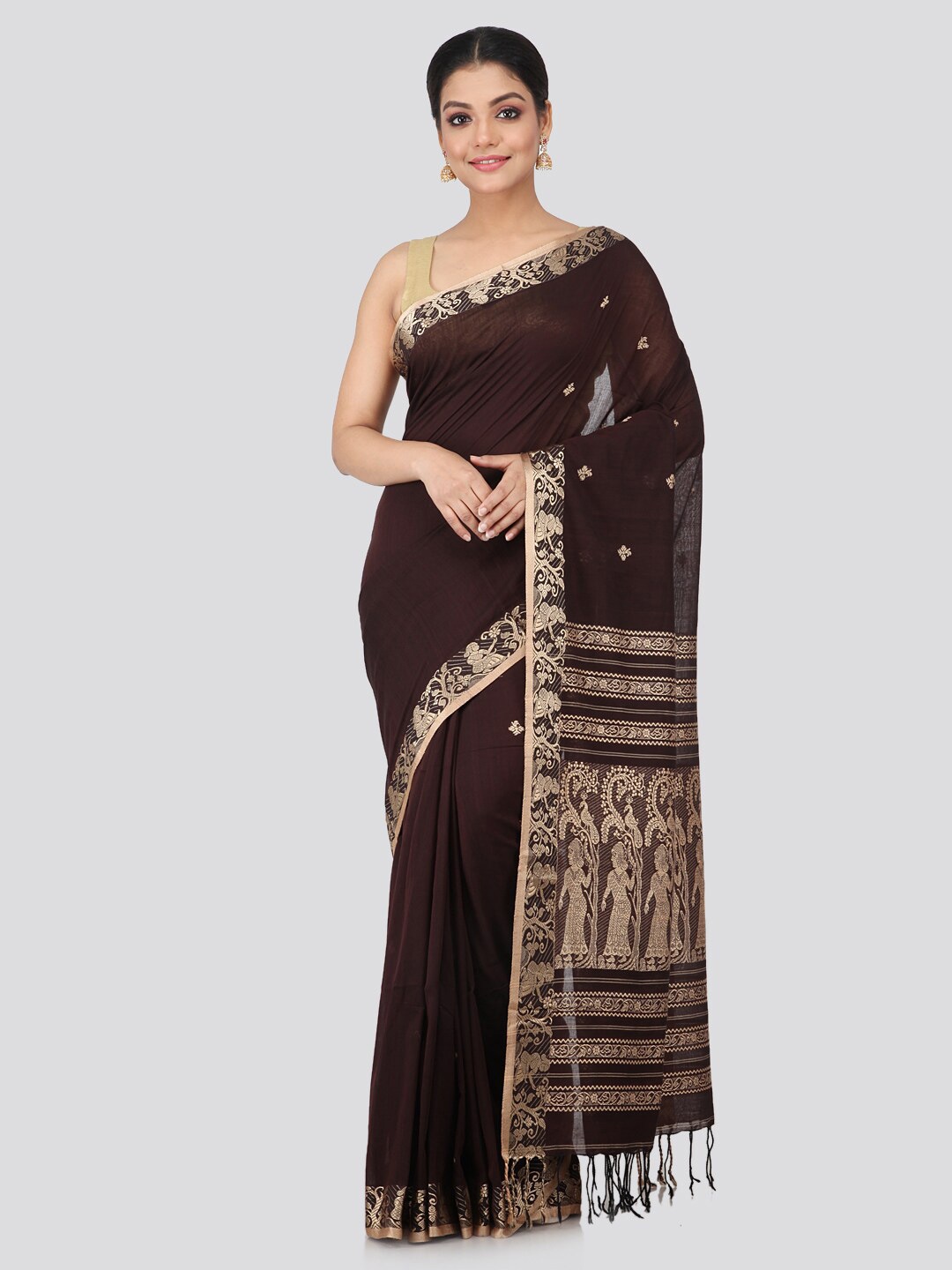 

PinkLoom Brown Pure Cotton Sustainable Saree