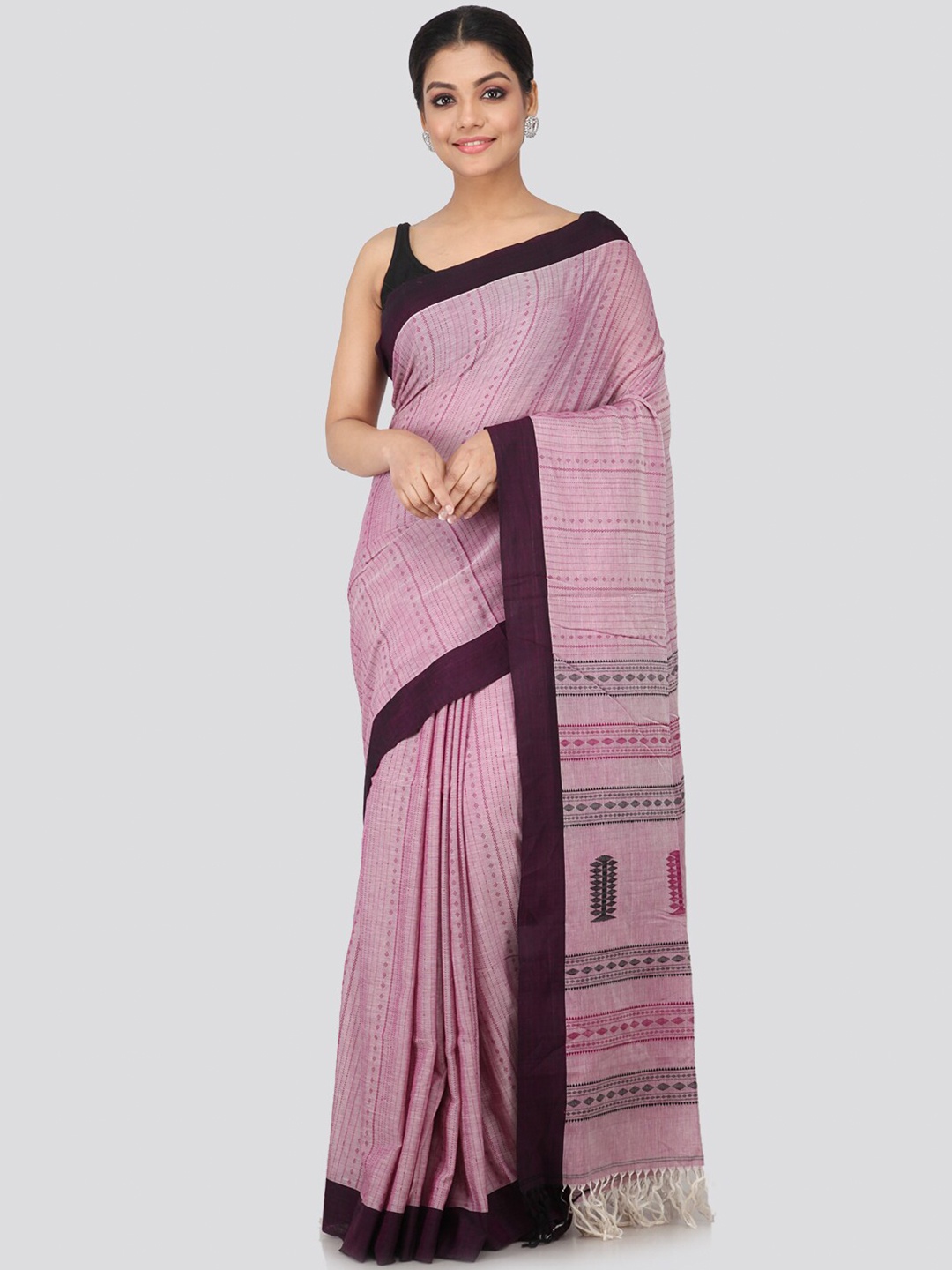 

PinkLoom Pink & Purple Pure Cotton Handloom Sustainable Saree