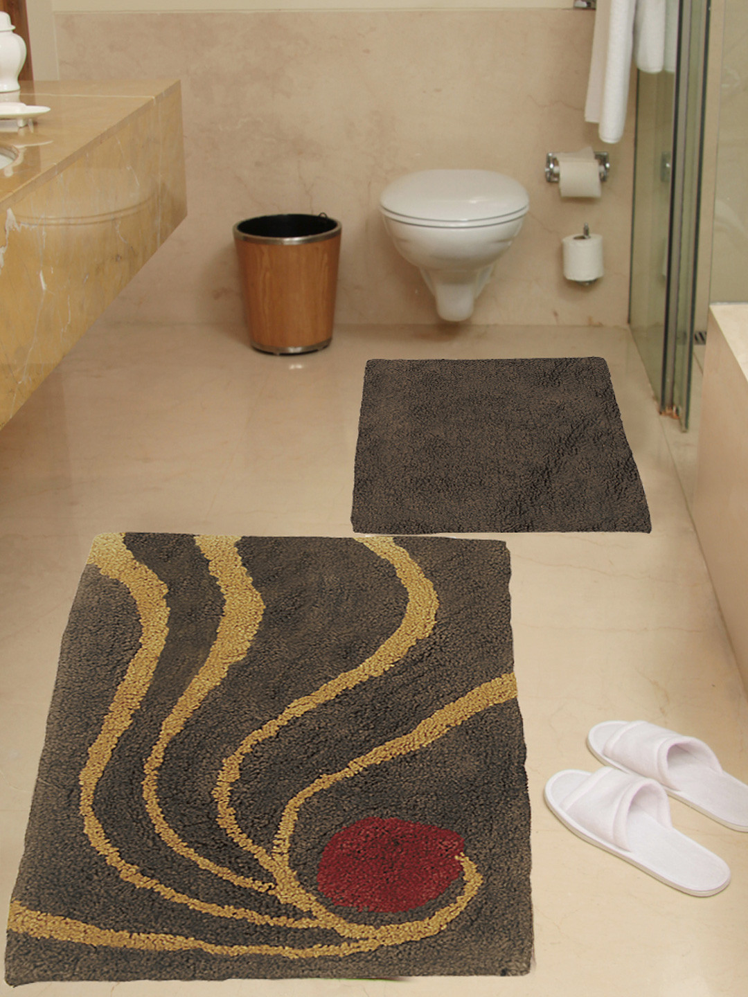 

BIANCA Grey Set of 2 Cotton Rectangular Bath Rugs