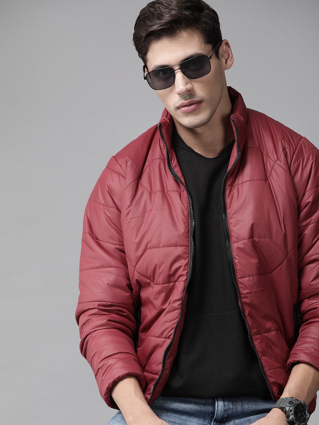 

Roadster Men Maroon Padded Jacket