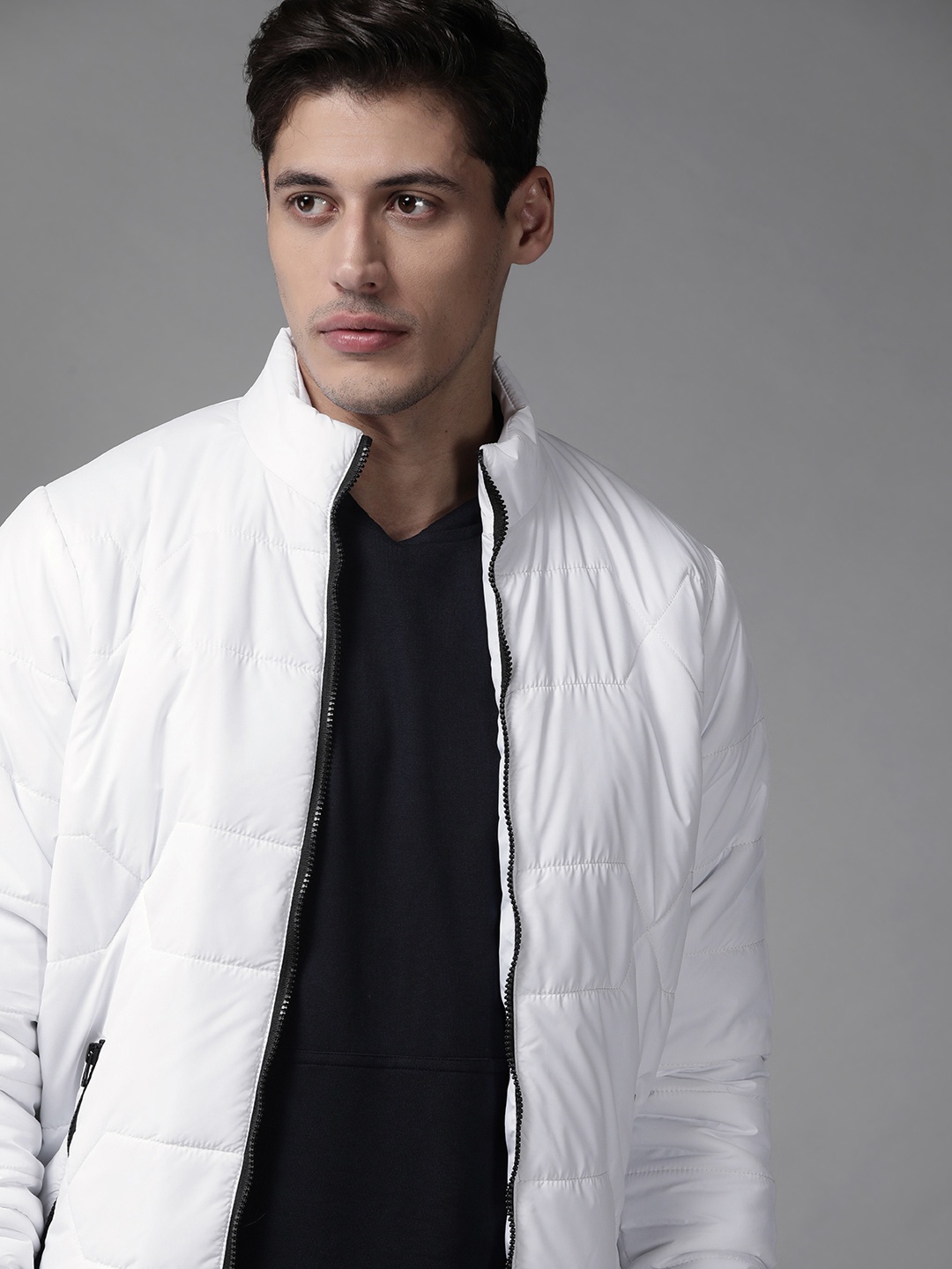 

Roadster Men White Padded Jacket