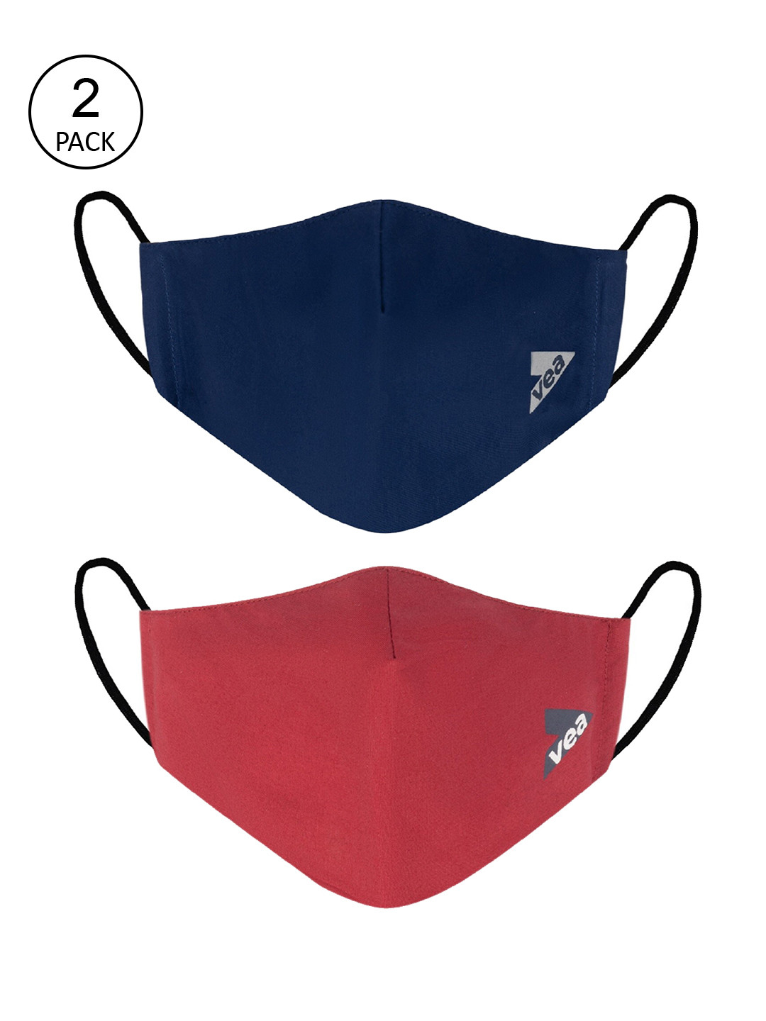 

VEA Pack of 2 Red & Blue Cotton 5 Layered Filtration Face Mask