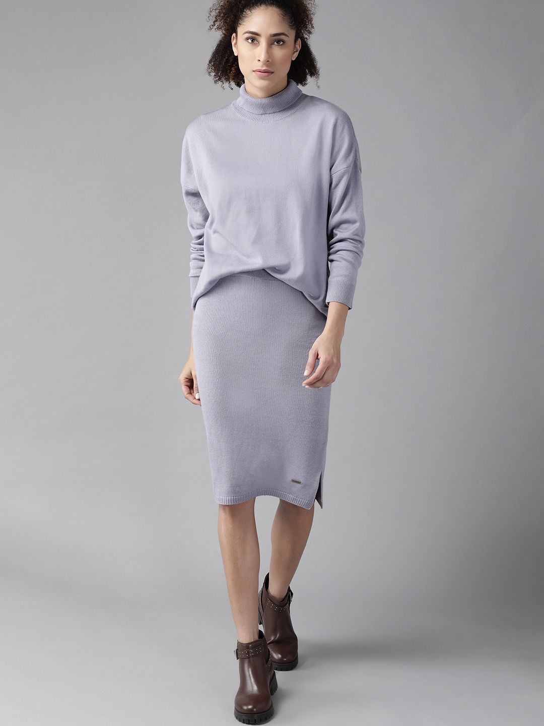 

Roadster Women Lavender Sweater with Skirt