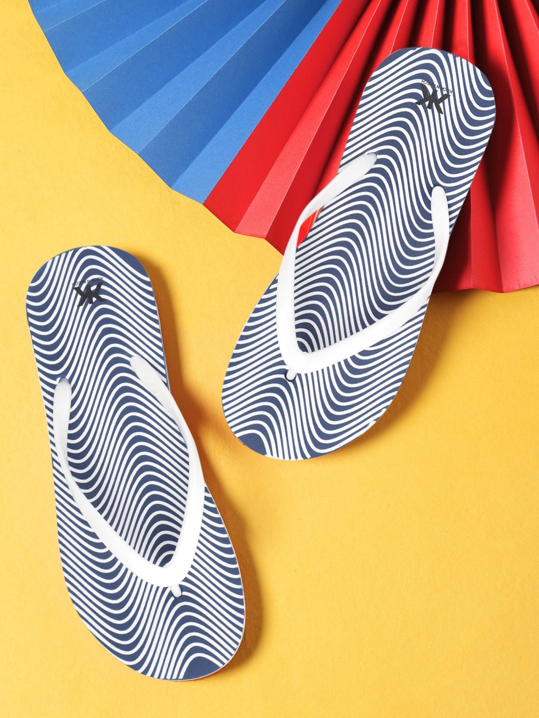 

Kook N Keech Women White & Navy Blue Printed Thong Flip-Flops