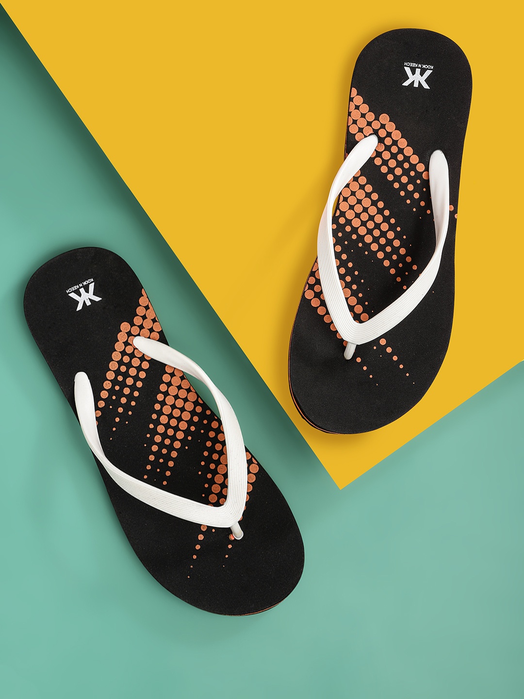 

Kook N Keech Women White & Black Printed Thong Flip-Flops