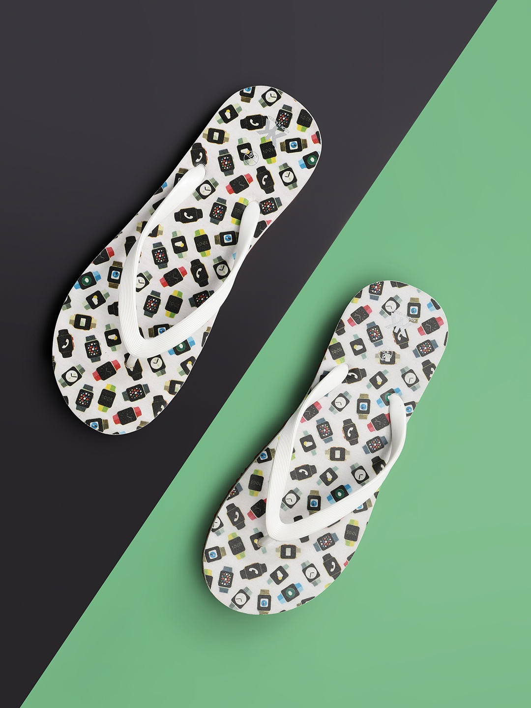 

Kook N Keech Women White & Black Watch Printed Thong Flip-Flops