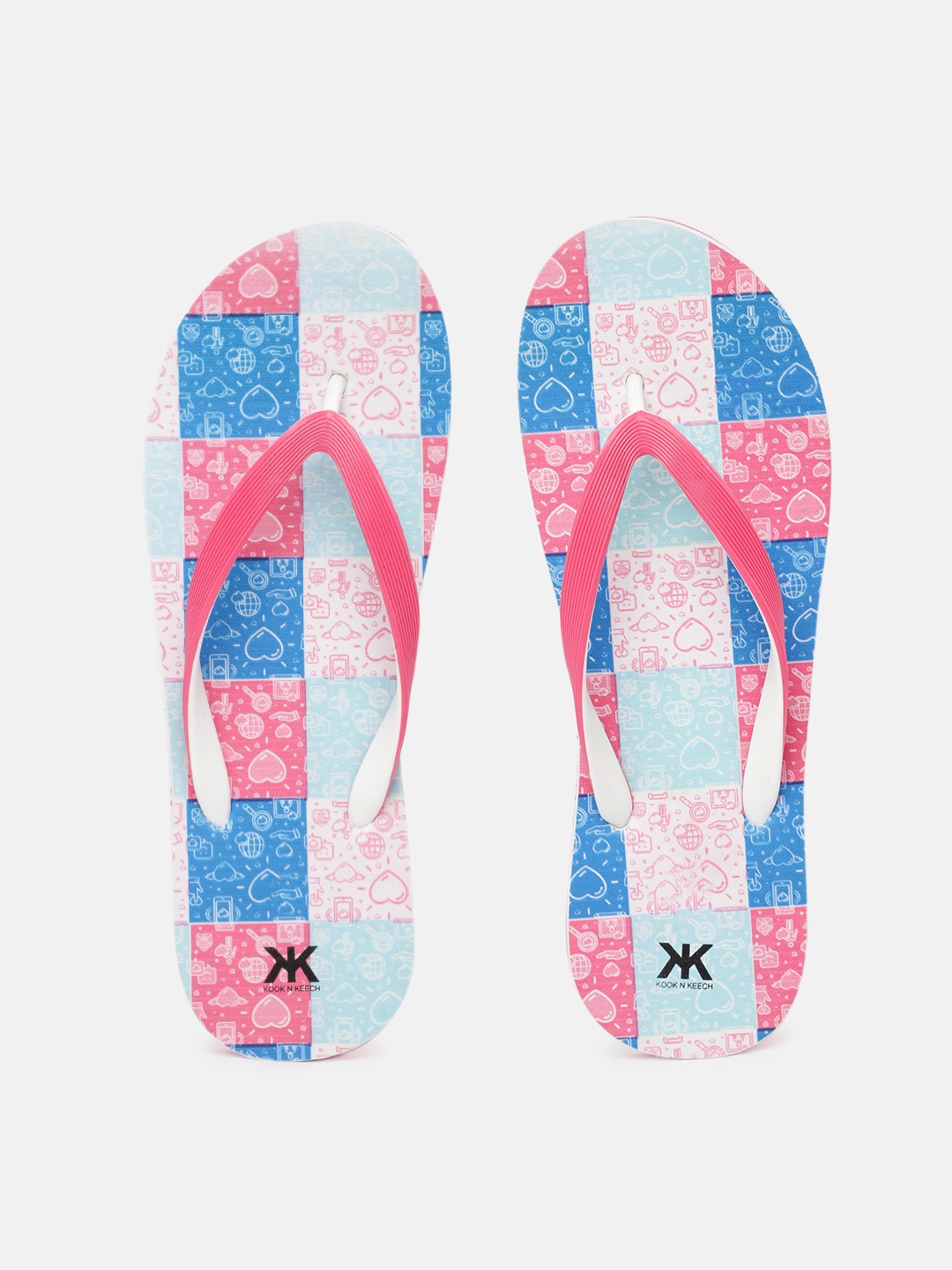 

Kook N Keech Women Pink & Blue Printed Thong Flip-Flops