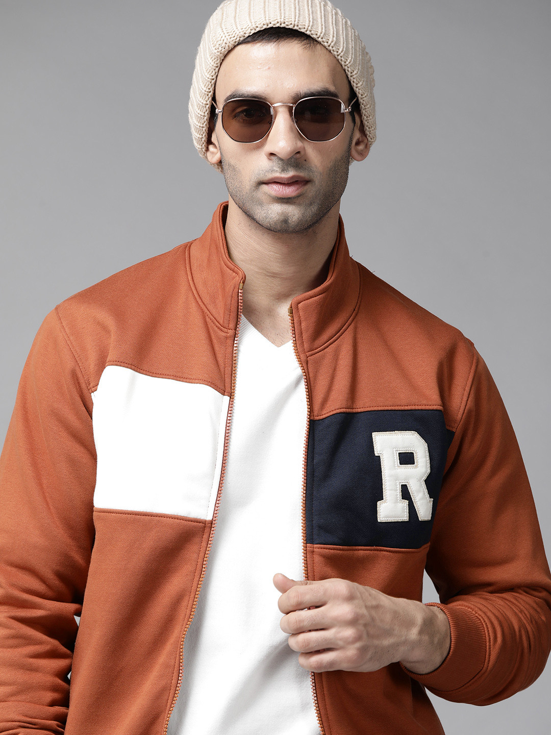 

Roadster Men Rust Orange Colourblocked Tailored Jacket