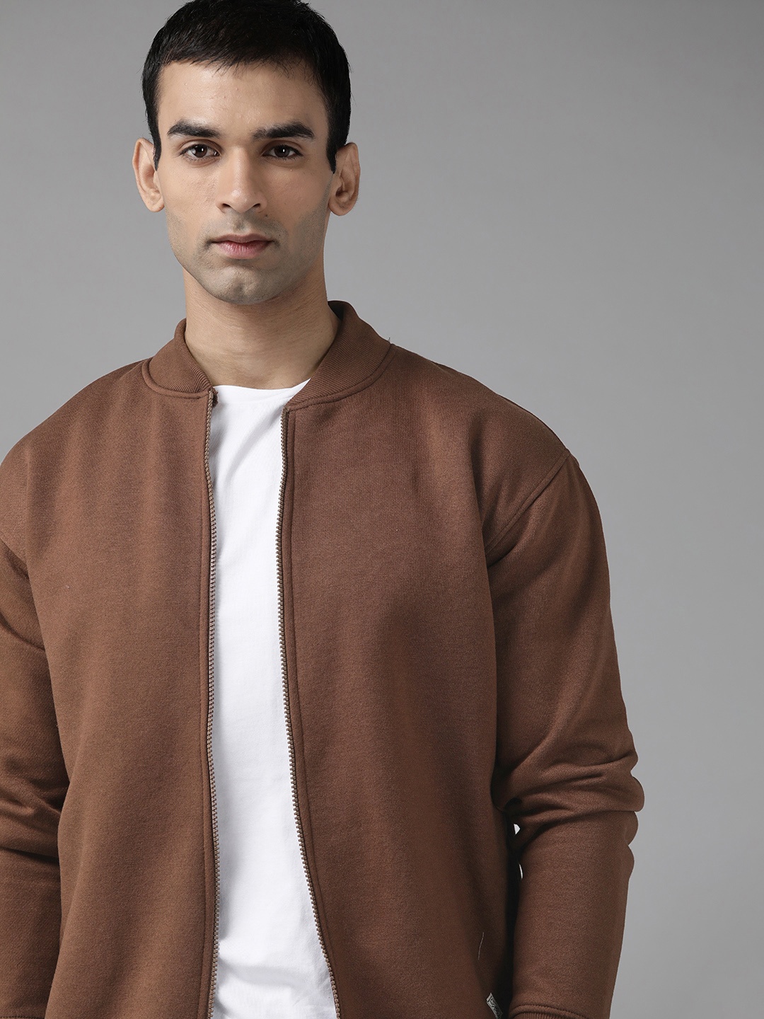 

Roadster Men Brown Solid Bomber Jacket