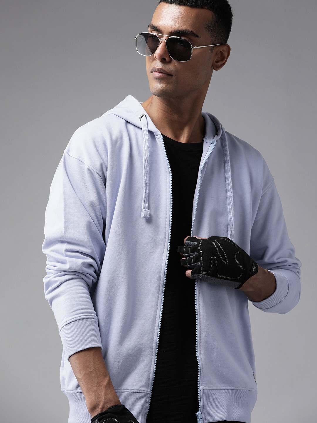 

The Roadster Lifestyle Co. Men Blue Hooded Tailored Jacket