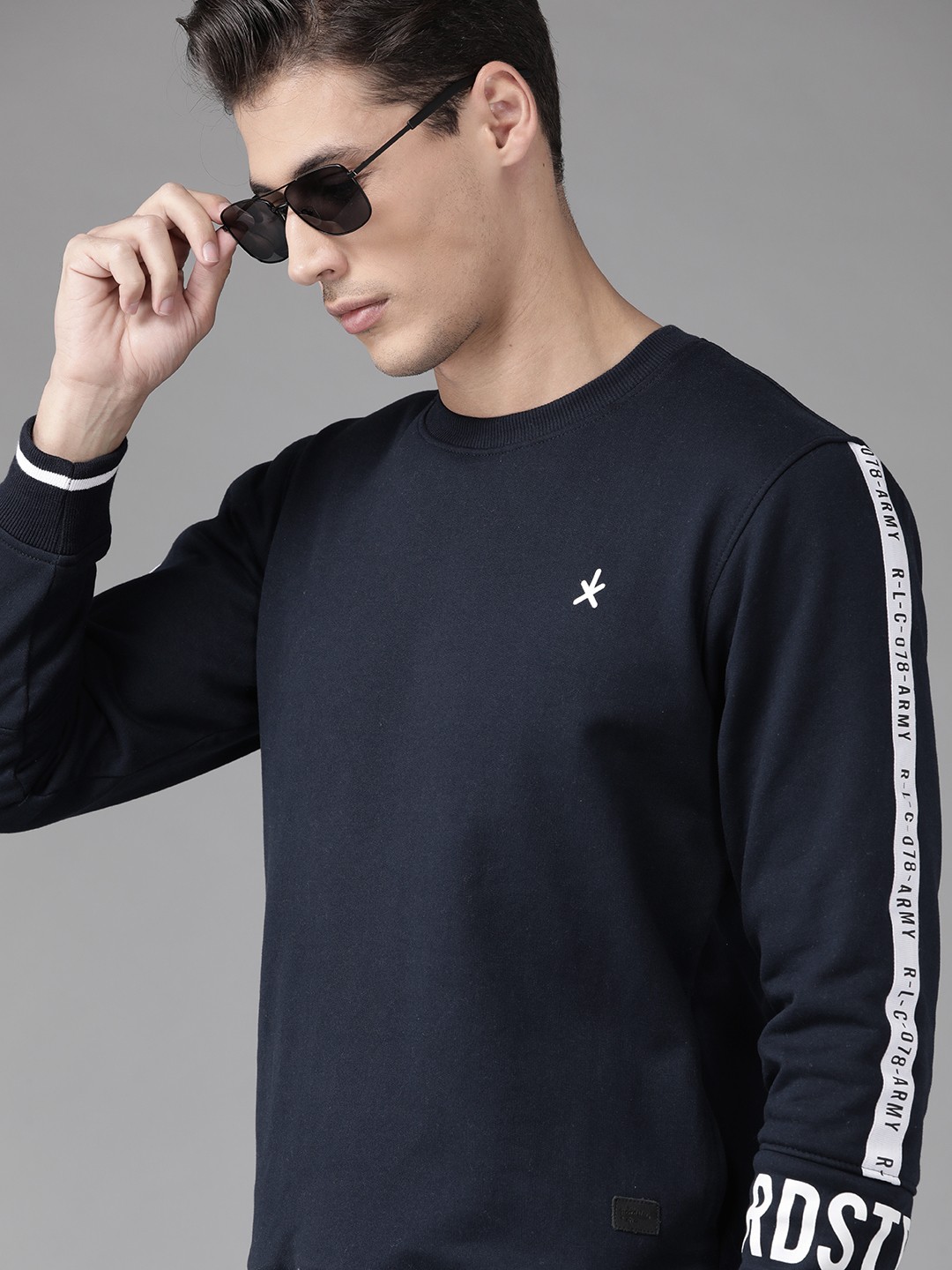 

Roadster Men Navy Blue Solid Sweatshirt
