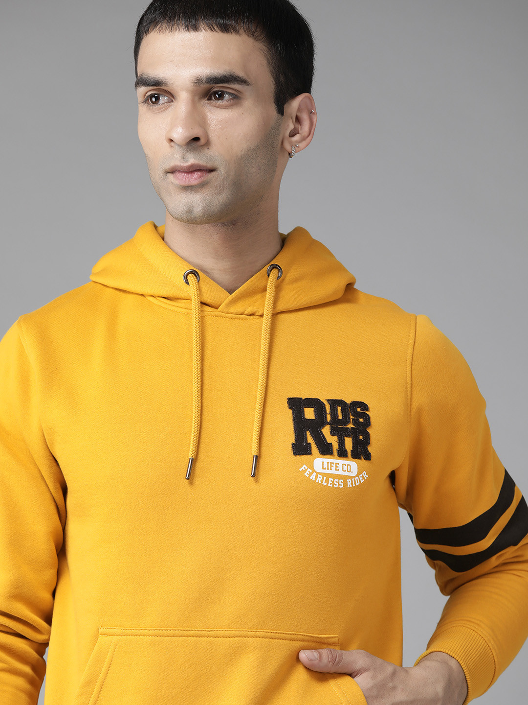 

Roadster Men Mustard Yellow Hooded Sweatshirt