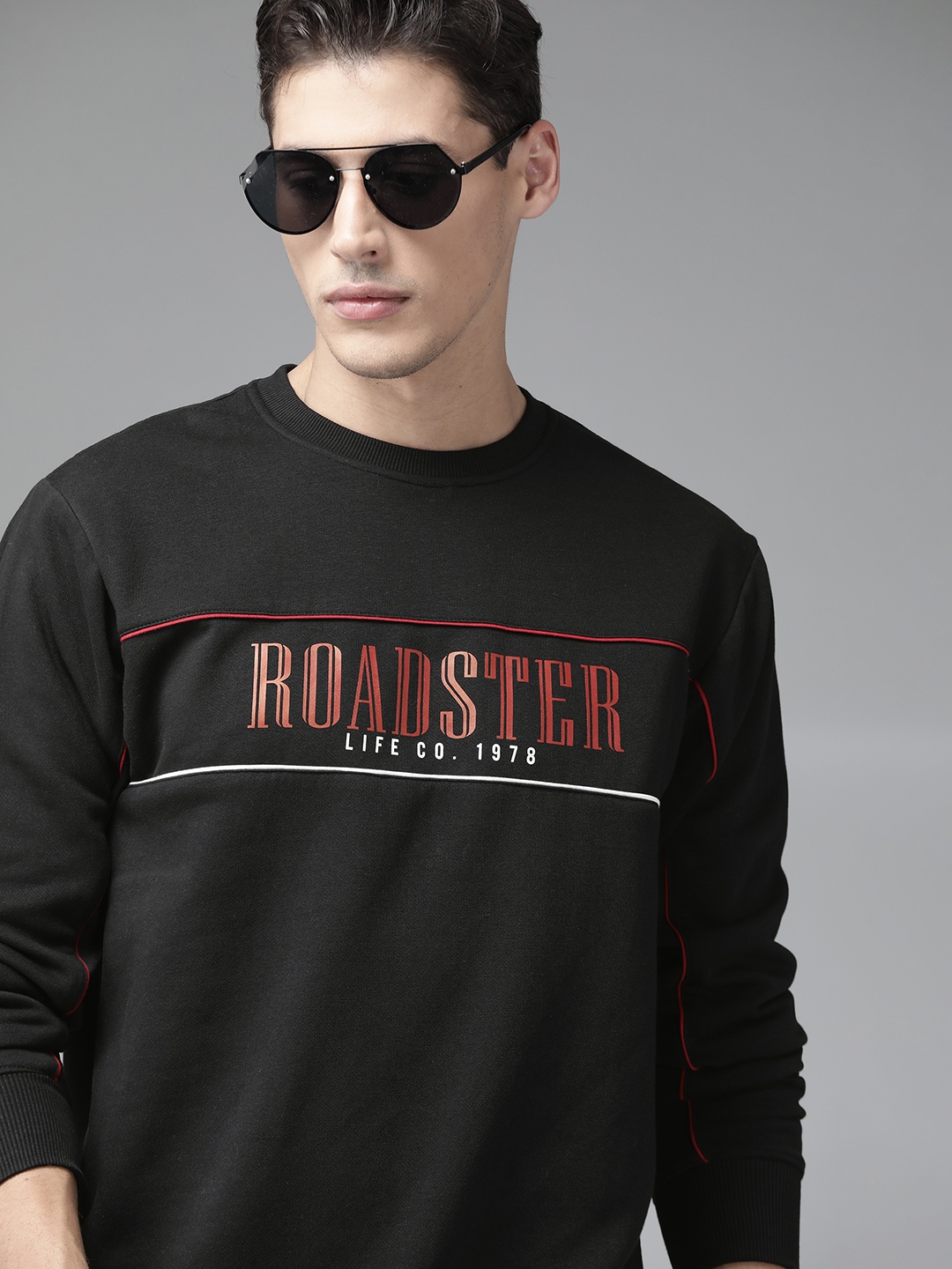 

Roadster Men Black Printed Sweatshirt