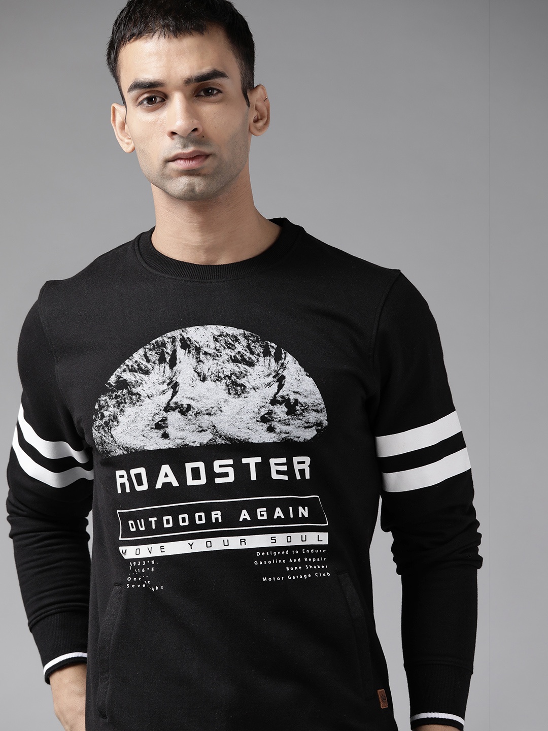 

Roadster Men Black Typography Printed Sweatshirt