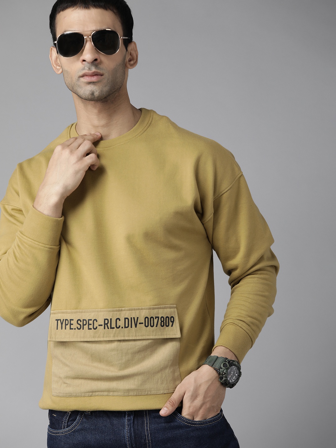 

Roadster Men Khaki Sweatshirt