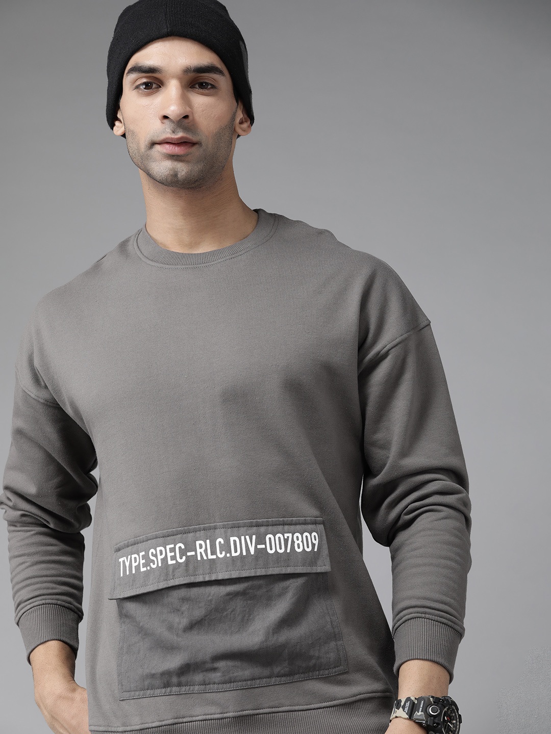 

Roadster Men Grey Printed Detail Sweatshirt