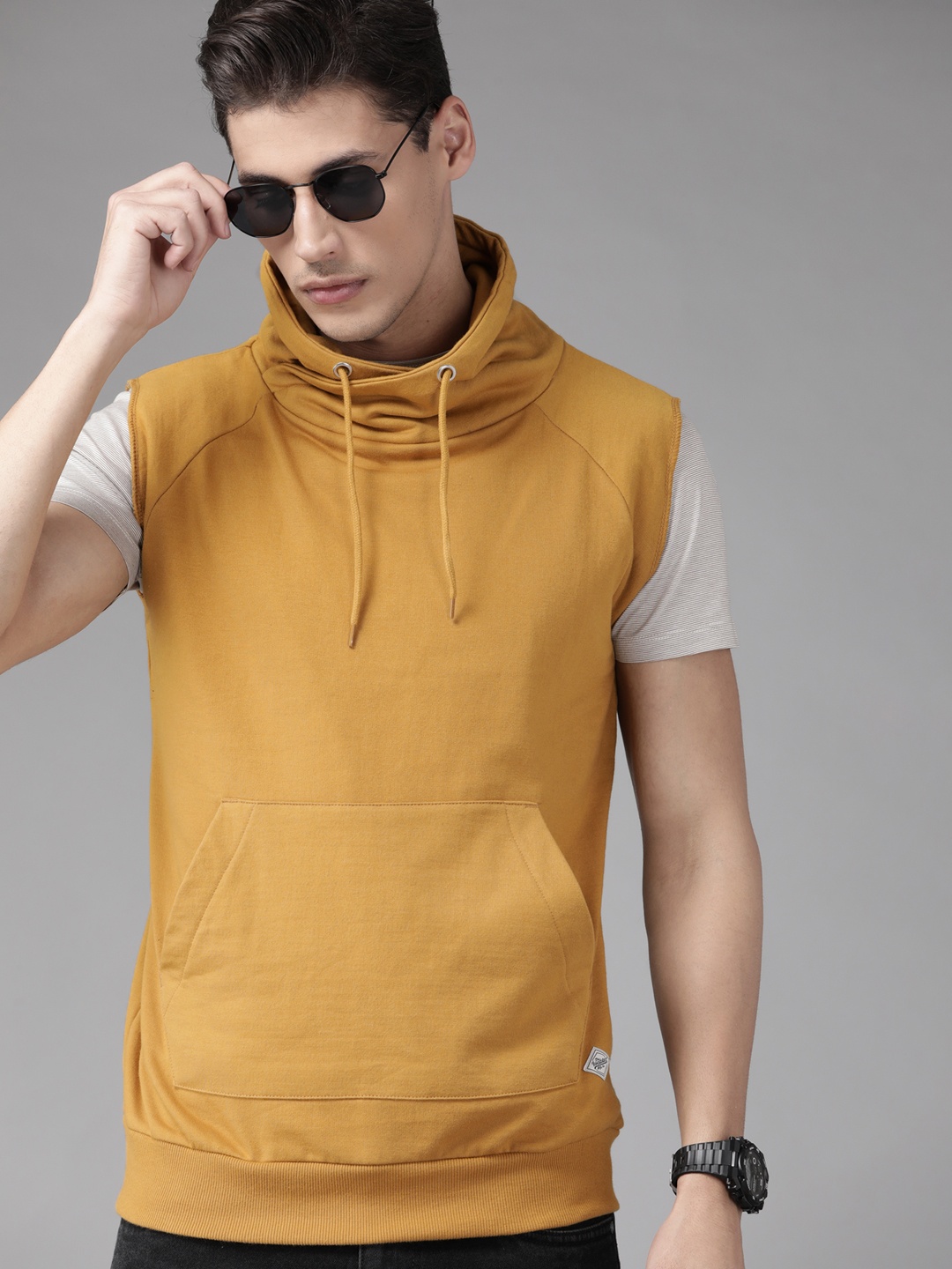 

Roadster Men Mustard Hooded Sweatshirt