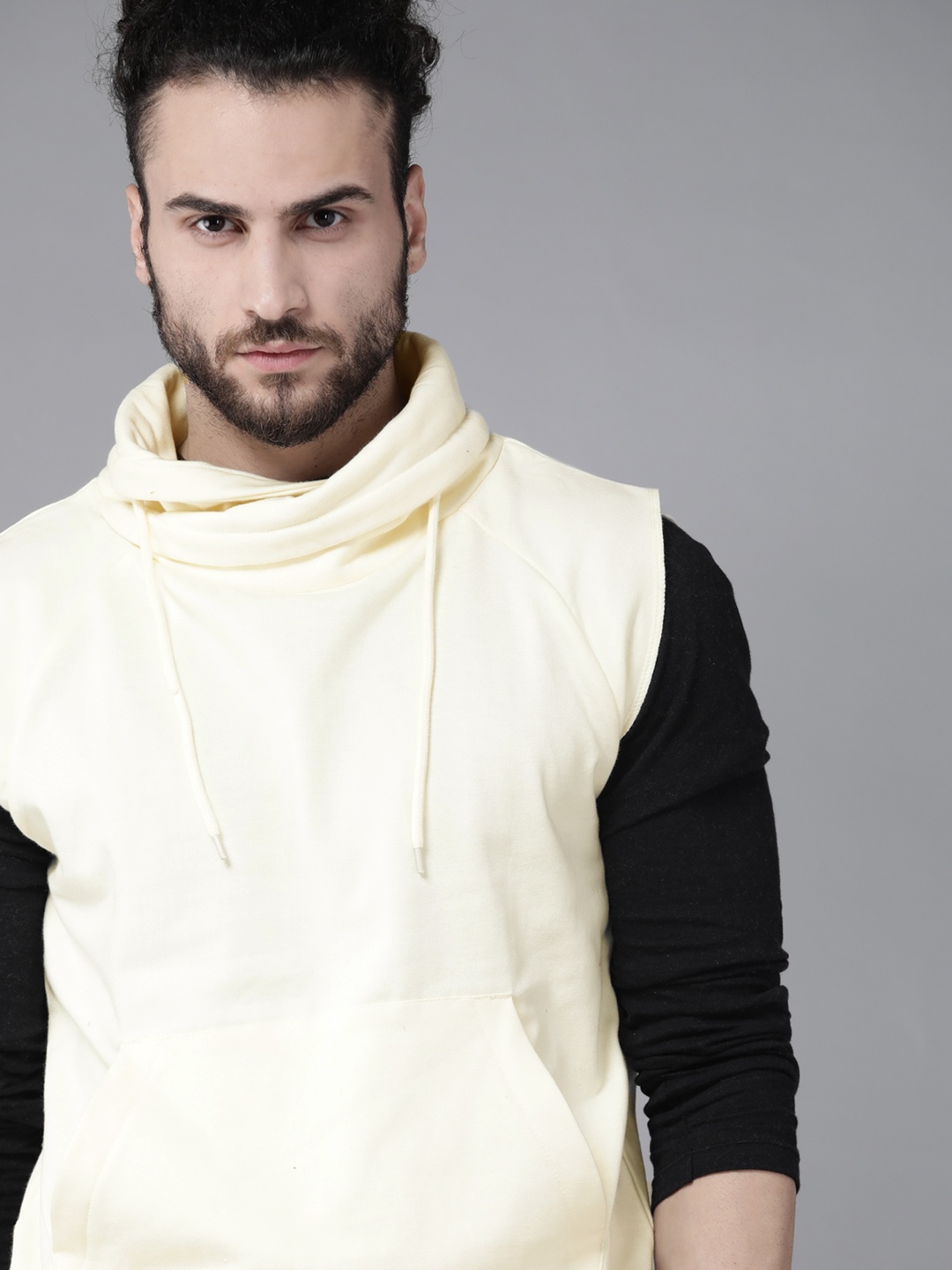 

Roadster Men Cream-Coloured Solid Sweatshirt