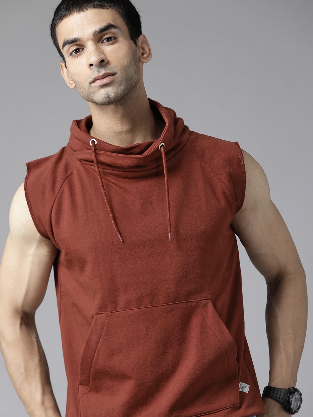

Roadster Men Rust Orange Solid Sweatshirt
