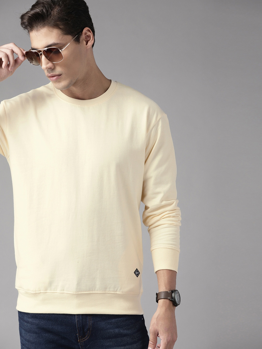 

Roadster Men Off White Sweatshirt