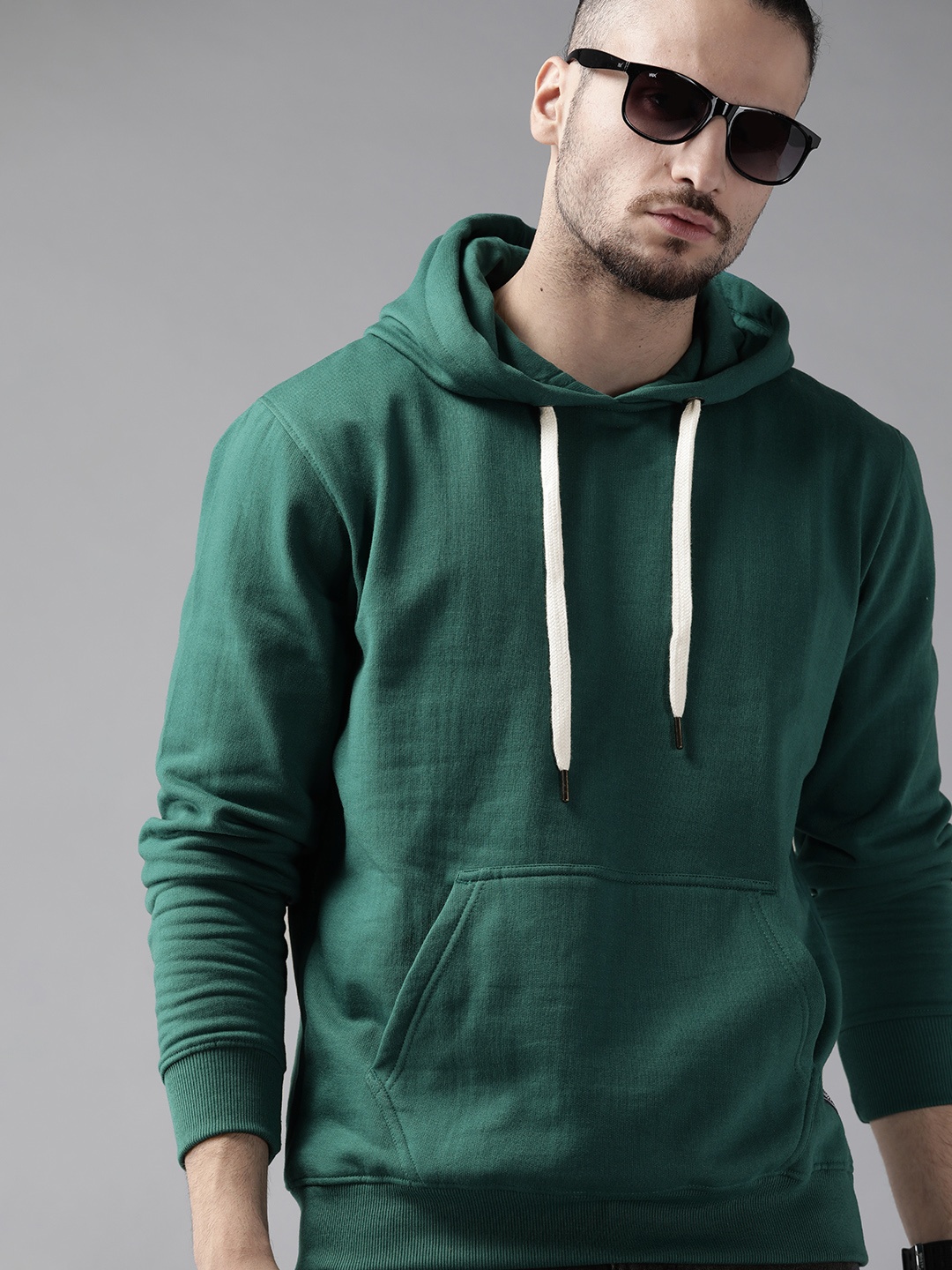 

Roadster Men Green Hooded Sweatshirt
