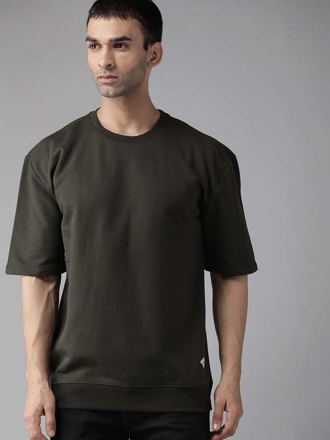 

Roadster Men Olive Green Solid Sweatshirt