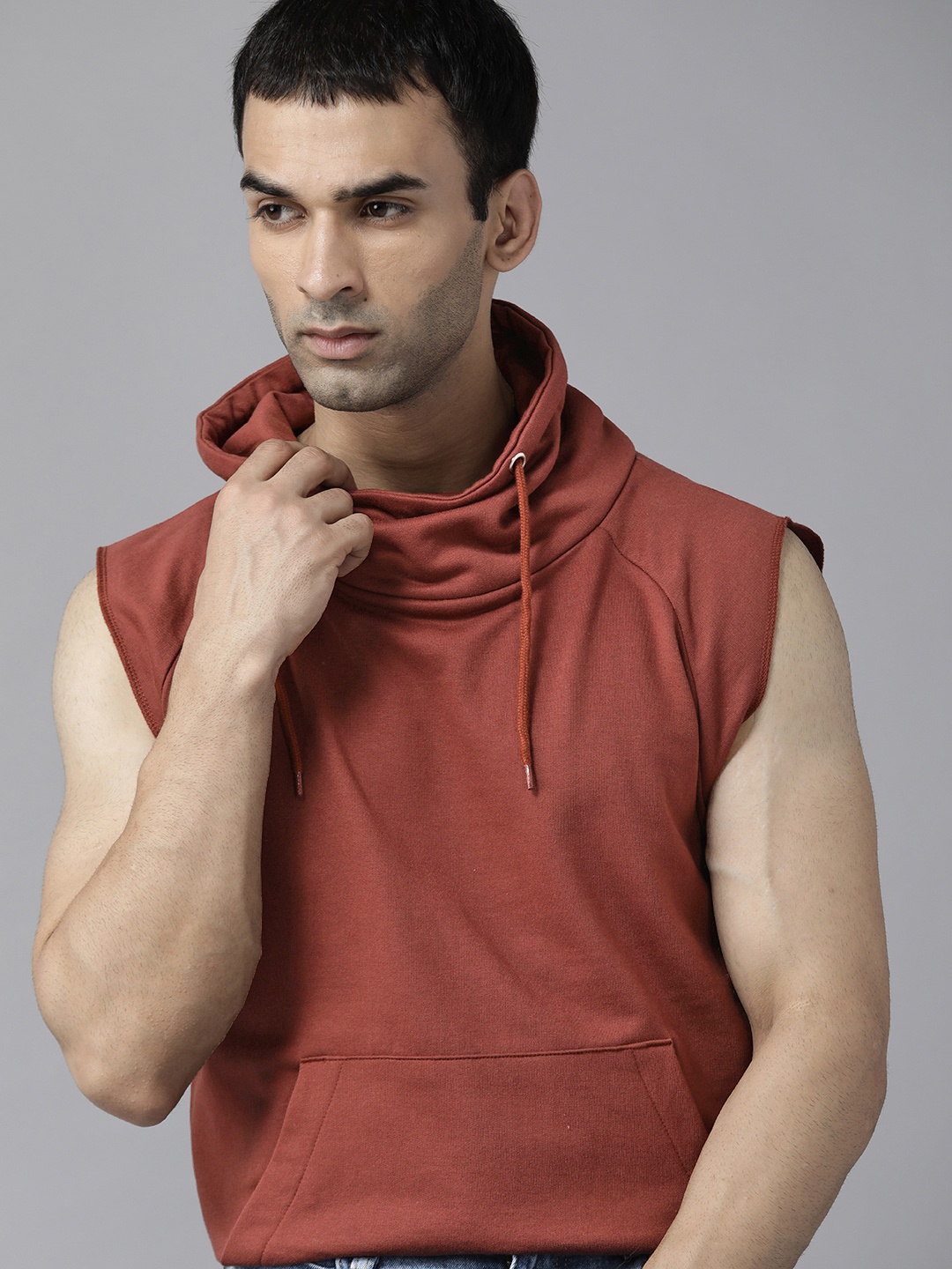 

Roadster Men Rust Red Solid Sweatshirt