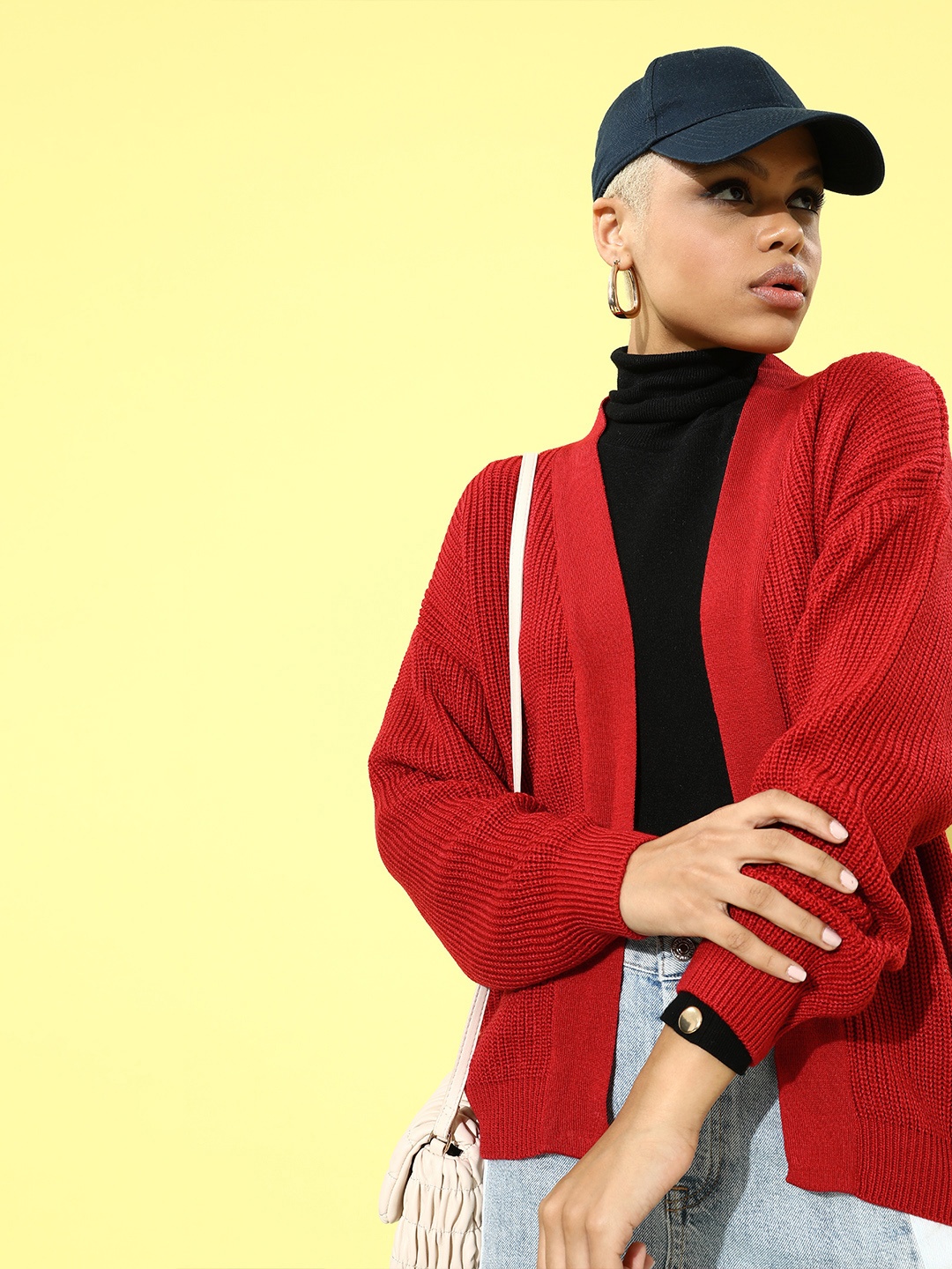 

HERE&NOW Women Gorgeous Red Solid Knitted Sweater