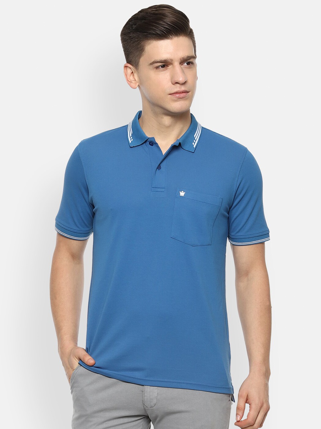 

Louis Philippe Men Blue Polo Collar T-shirt