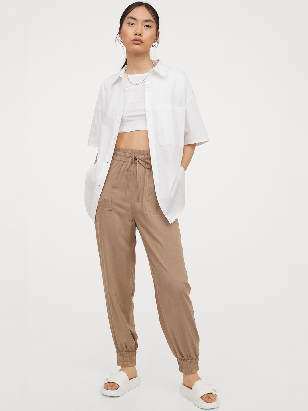 

H&M Women Beige Utility trousers