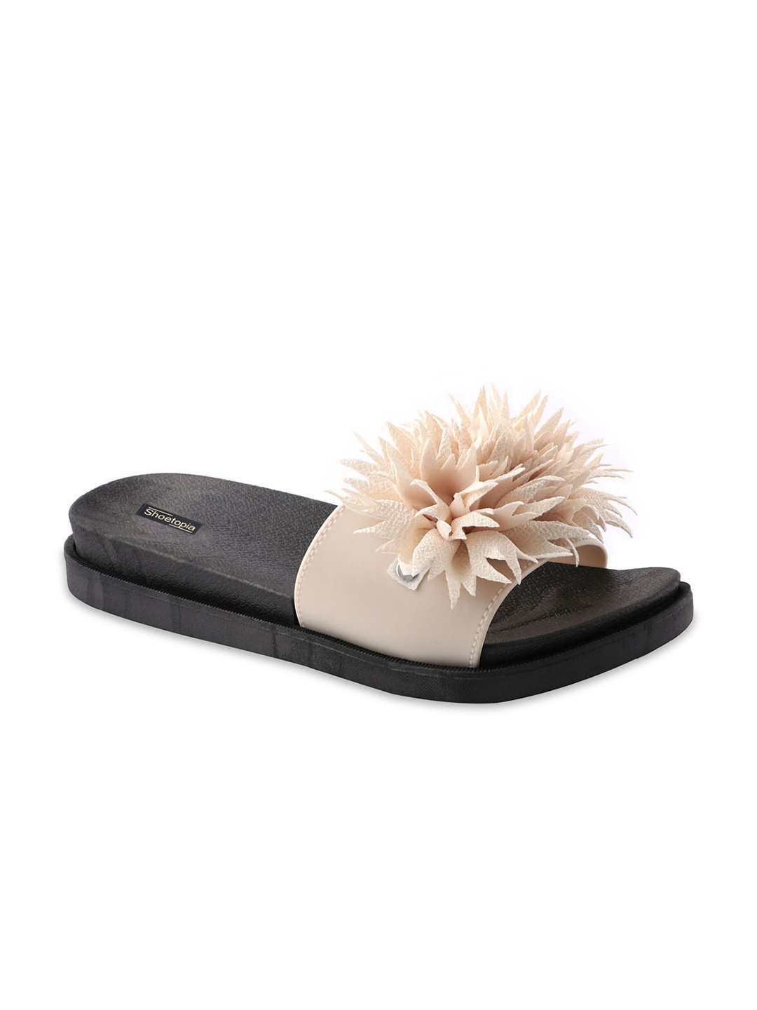 

Shoetopia Women Cream-Coloured & Black Sliders