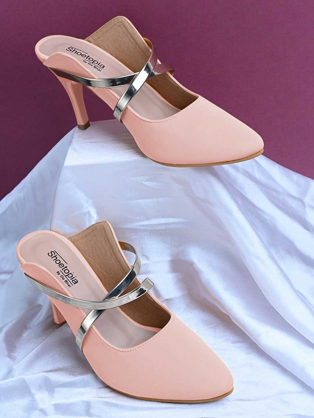 

Shoetopia Women Pink & Gold-Toned Pointed Toe Pumps