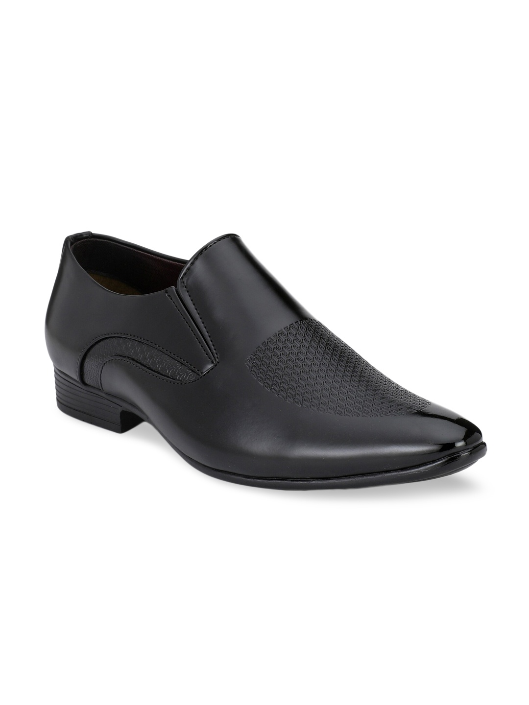 

Ferraiolo Men Black Textured Formal Slip-on Shoes